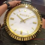 Copy Rolex Wall Clock - White Face Gold Fluted Bezel For Sale